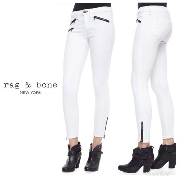 Rag & Bone Triple Zip White Skinny Jeans Size 27 - Picture 1 of 14